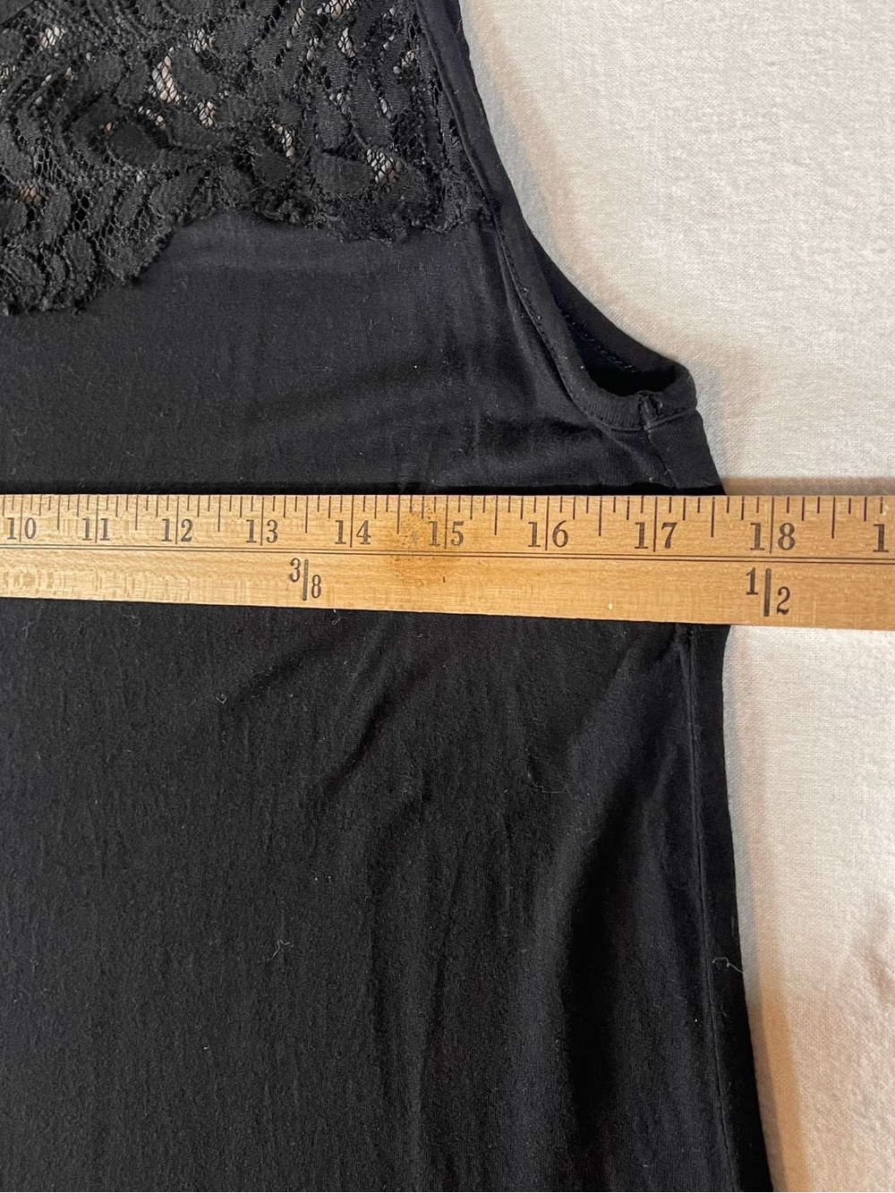 Lace Yoke Sleeveless Tank Top in Black - Picture 8 of 8